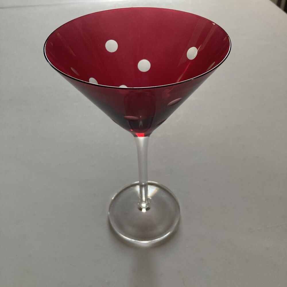 Unbranded Wine Glass Red Polka Dot Glass Excellent Condition